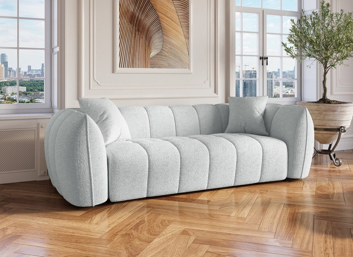 Canapé fixe 3 places effet peau de mouton gris ALISSA - DécoInParis