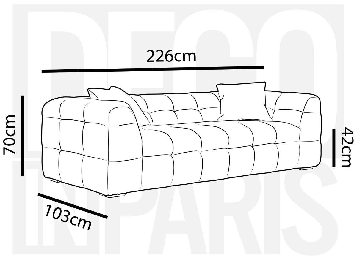 Canapé fixe 3 places en tissu beige BELLA - DécoInParis