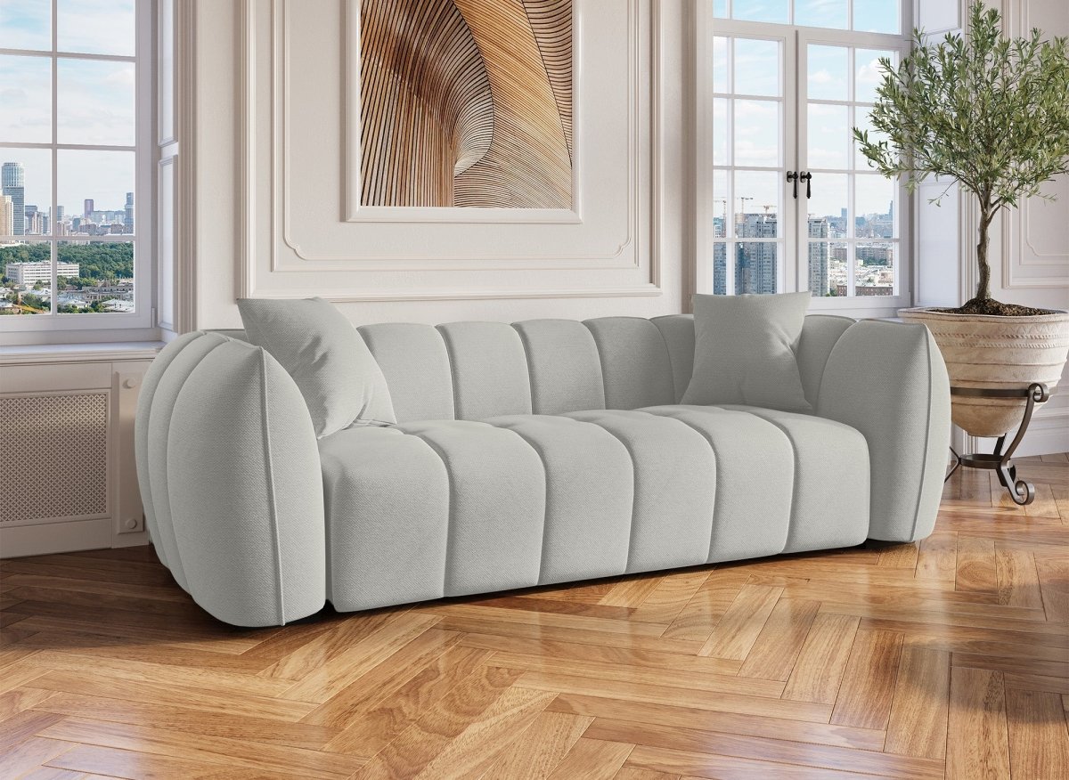 Canapé fixe 3 places en tissu gris ALISSA - DécoInParis