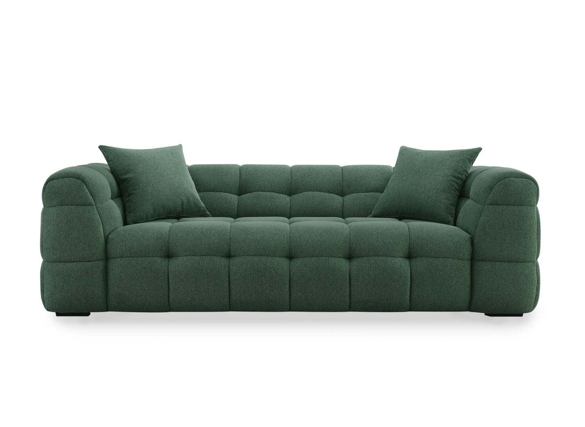 Canapé fixe 3 places en tissu vert BELLA - DécoInParis