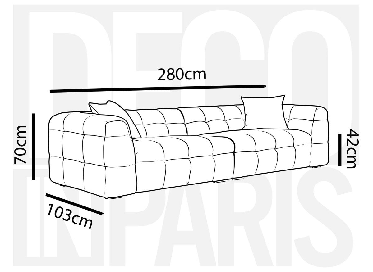 Canapé fixe 4 places en tissu taupe BELLA - DécoInParis