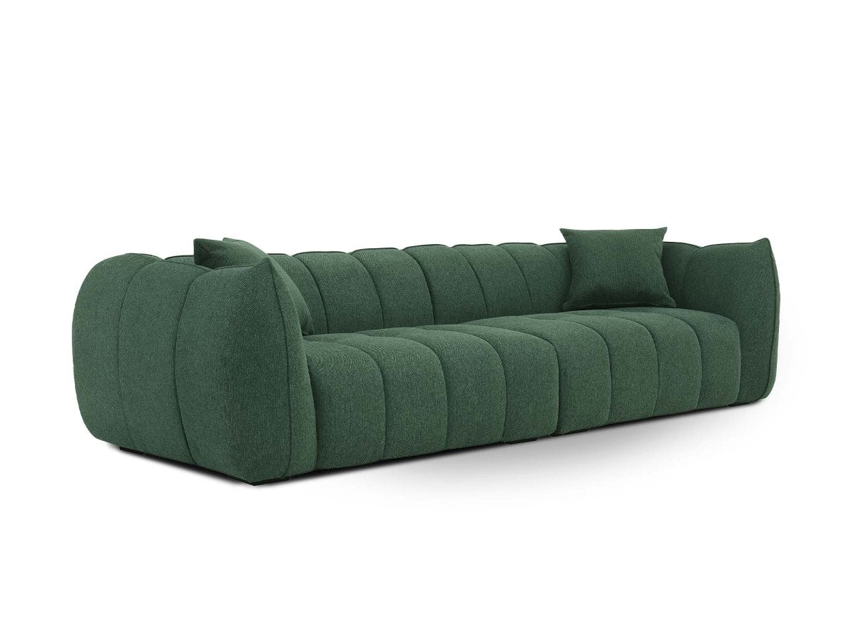 Canapé fixe 4 places en tissu vert ALISSA - DécoInParis
