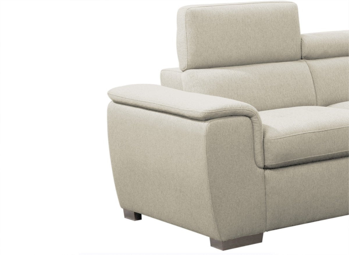 Canapé panoramique convertible coffre de rangement en tissu beige GAELLE - Angle Gauche - DécoInParis