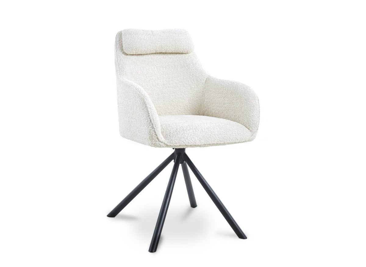 Chaise pivotante avec accoudoirs effet peau de mouton beige AGNES - DécoInParis