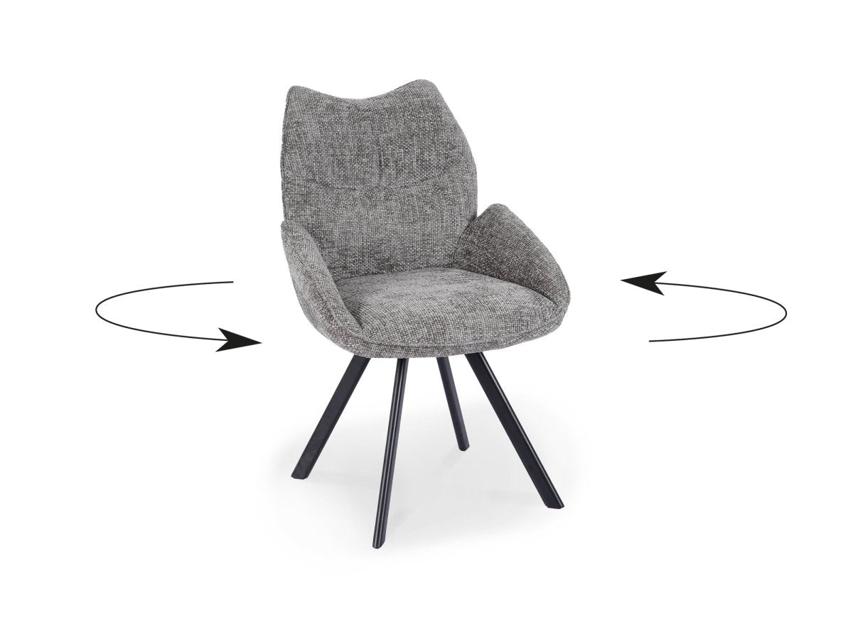 Chaise pivotante avec accoudoirs en tissu gris TALIA - DécoInParis