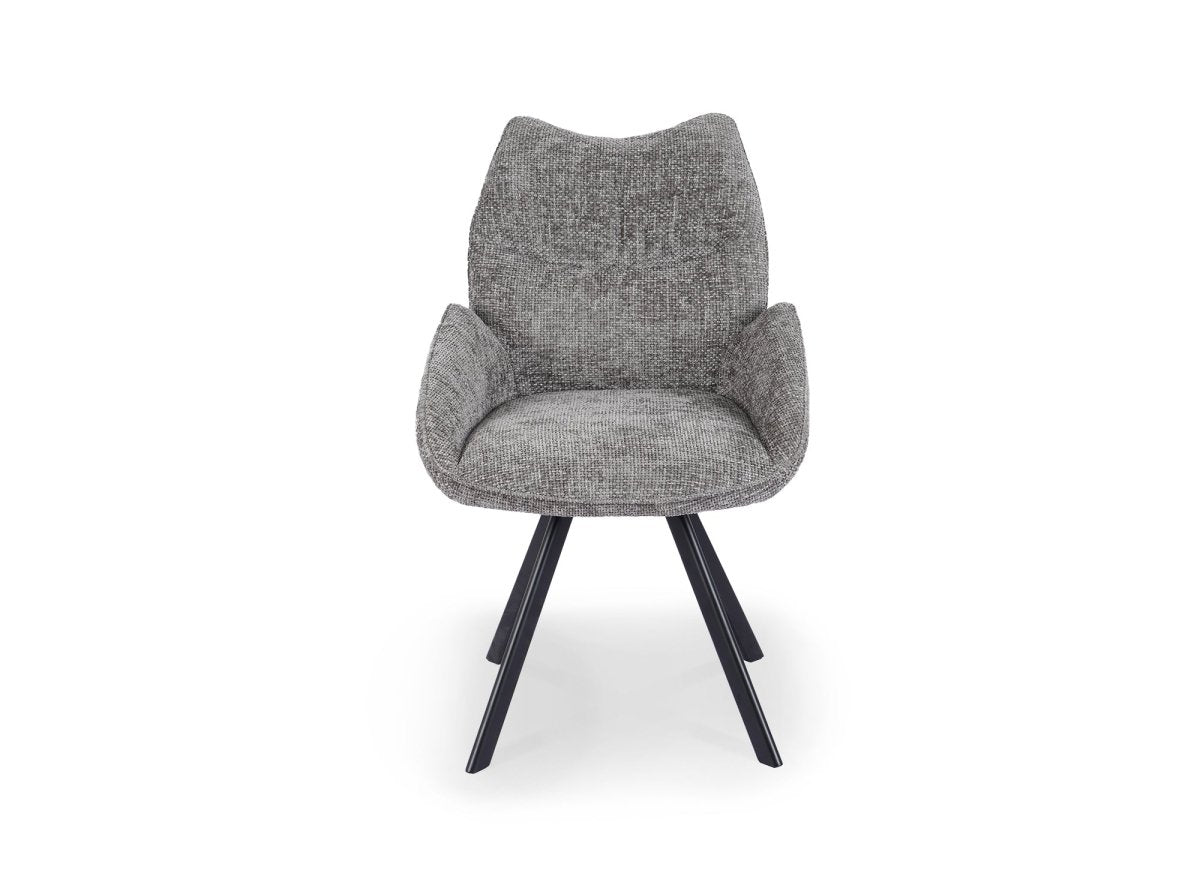 Chaise pivotante avec accoudoirs en tissu gris TALIA - DécoInParis