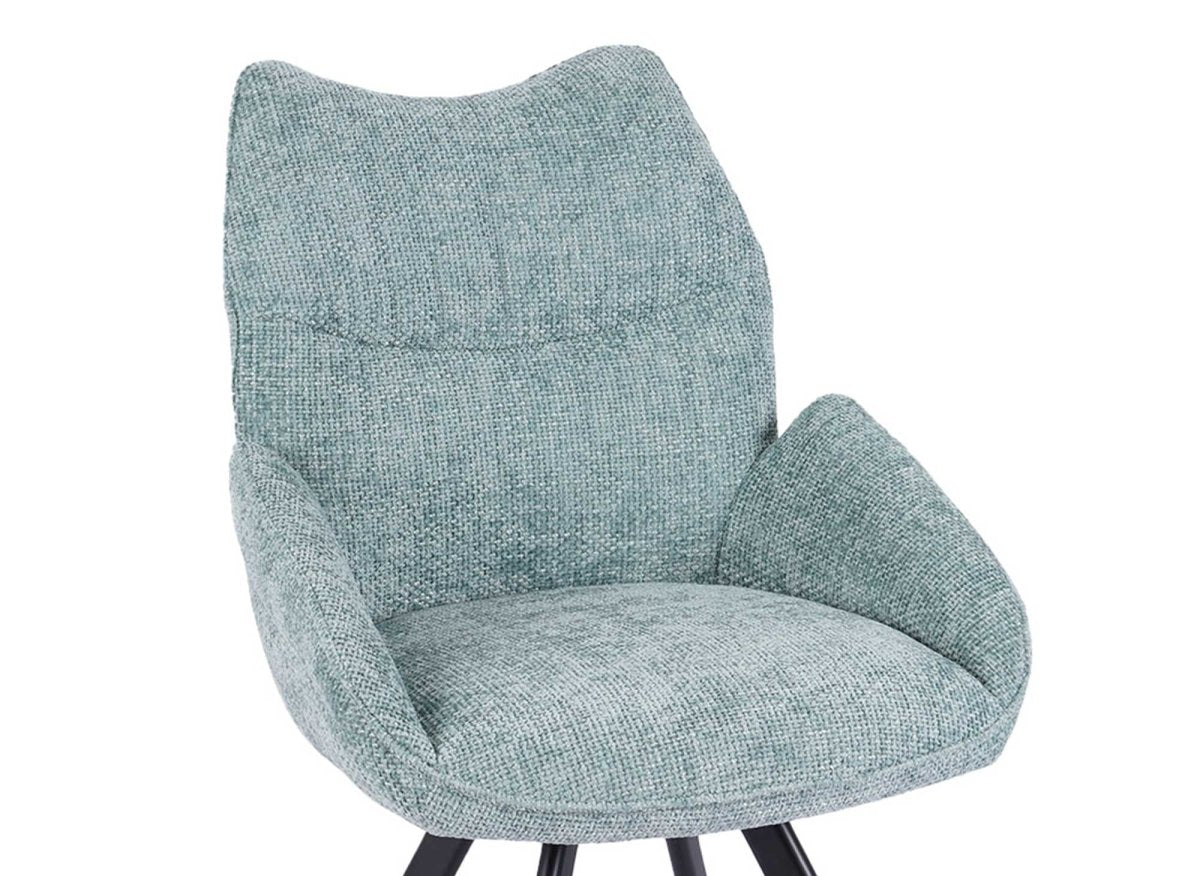 Chaise pivotante avec accoudoirs en tissu vert d'eau TALIA - DécoInParis