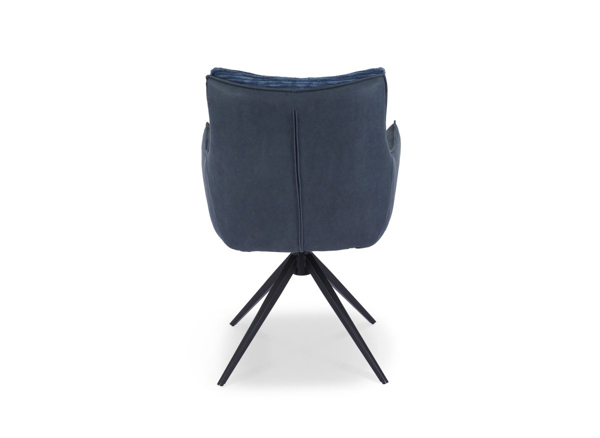 Chaise pivotante avec accoudoirs en velours bleu NOALIE - DécoInParis
