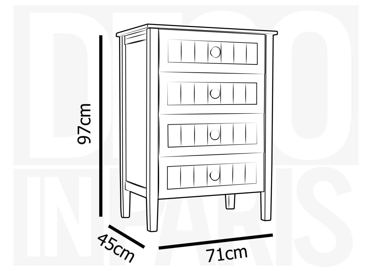 Commode 4 tiroirs en bois blanc KENNY - DécoInParis