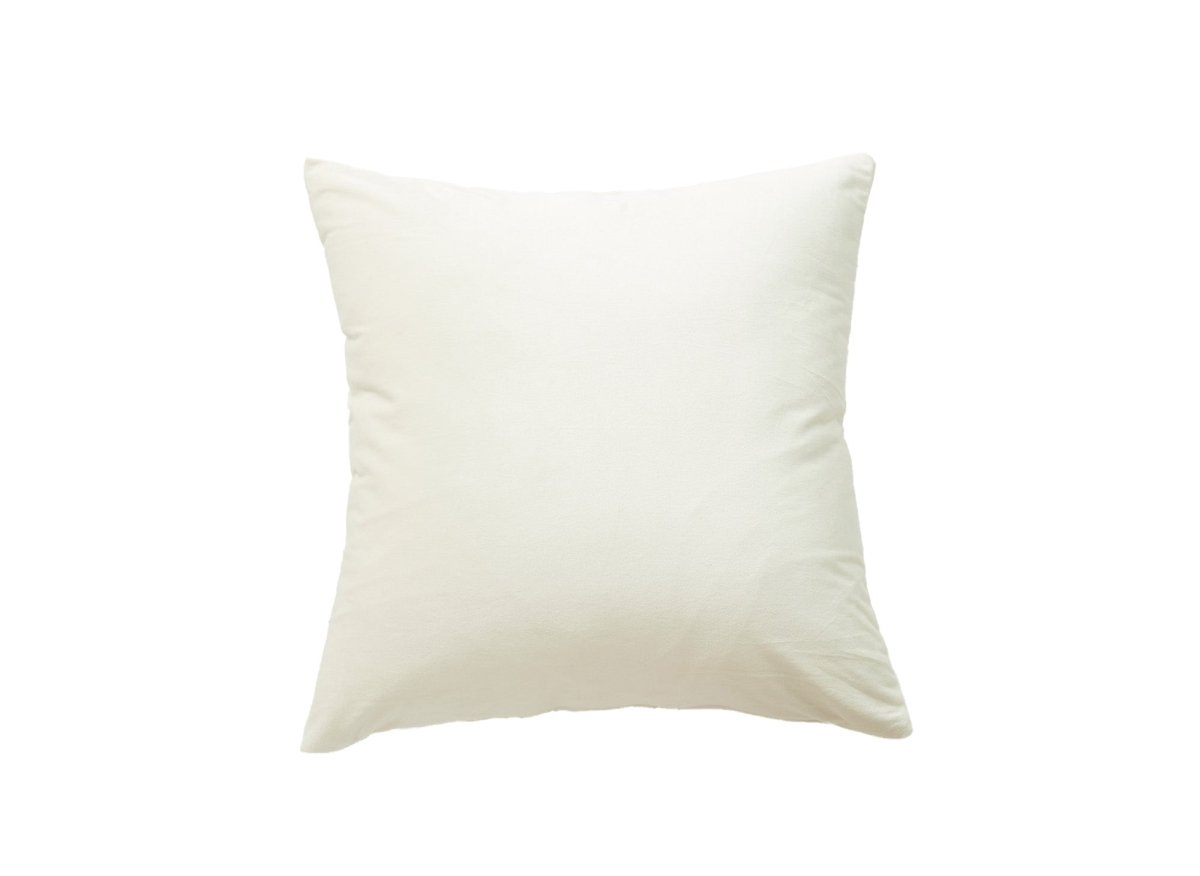 Coussin carré 45x45cm en velours blanc écru TYGA - DécoInParis