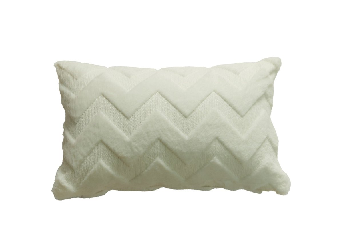 Coussin rectangulaire 50x30 cm en tissu doux motif chevron beige HARRY - DécoInParis