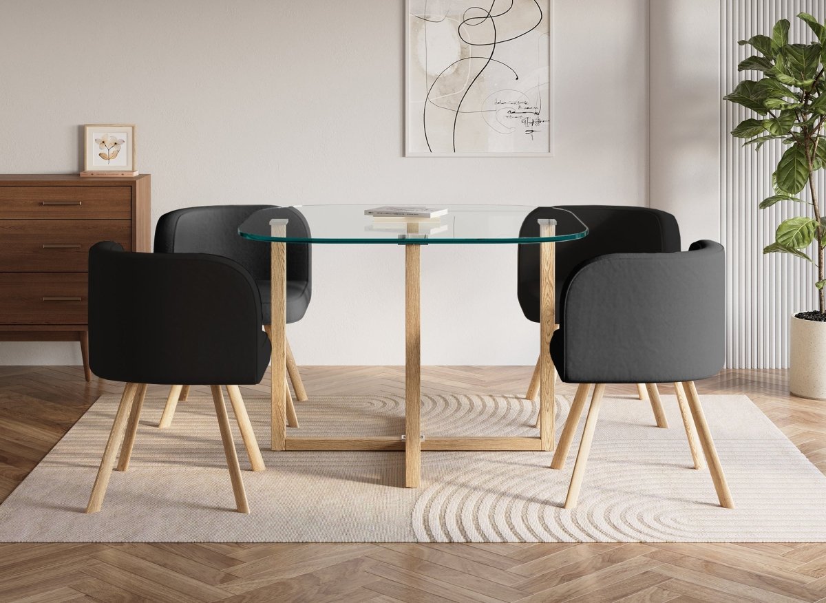 Ensemble table + 4 chaises encastrables noires FLEN - DécoInParis