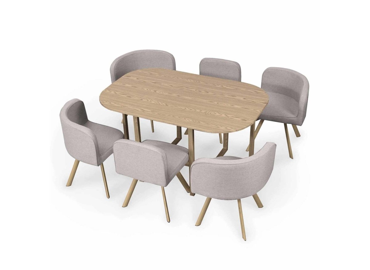 Ensemble table + 6 chaises encastrables beige FLEN XL - DécoInParis