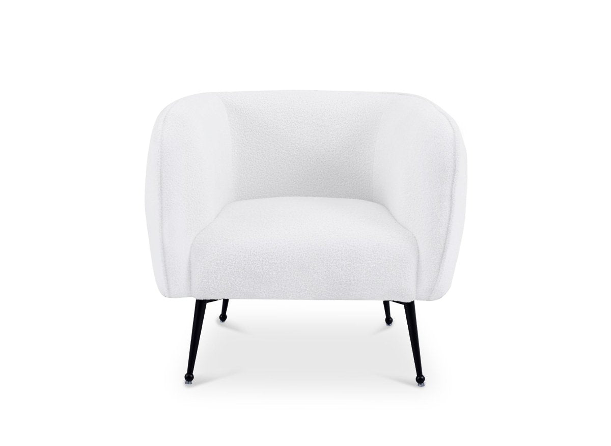 Fauteuil cabriolet tissu bouclette blanc PERRY - DécoInParis