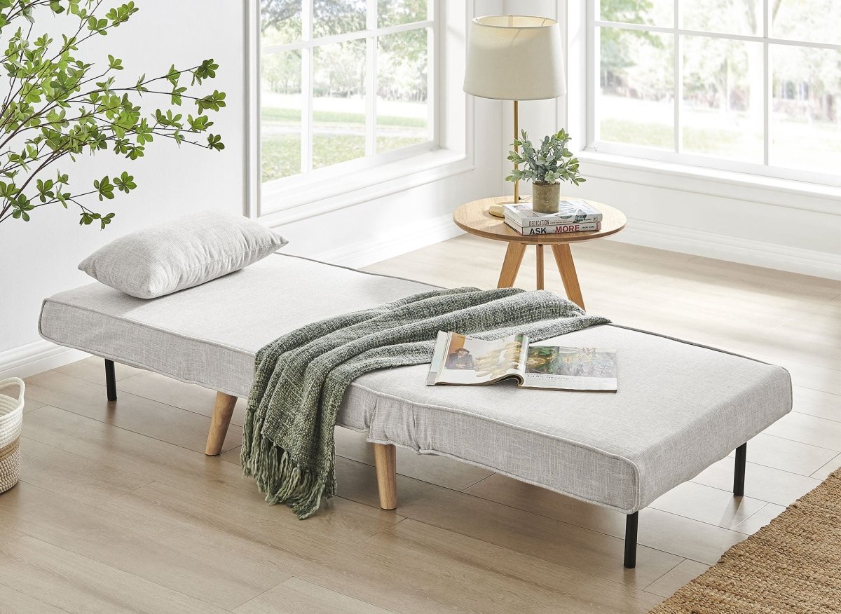 Fauteuil convertible en tissu beige TONKA - DécoInParis