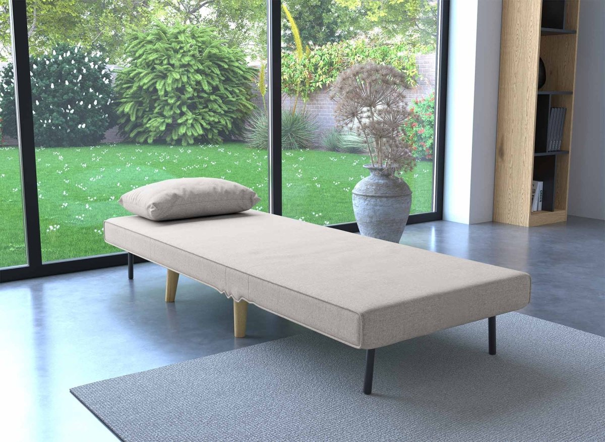 Fauteuil convertible en tissu beige TONKA - DécoInParis