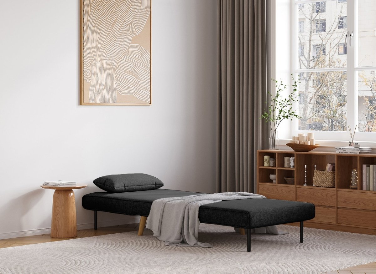 Fauteuil convertible en tissu gris anthracite TONKA - DécoInParis