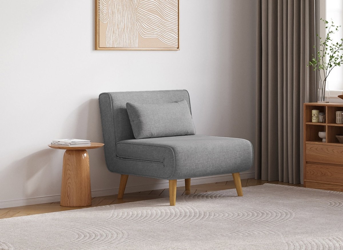 Fauteuil convertible en tissu gris TONKA - DécoInParis