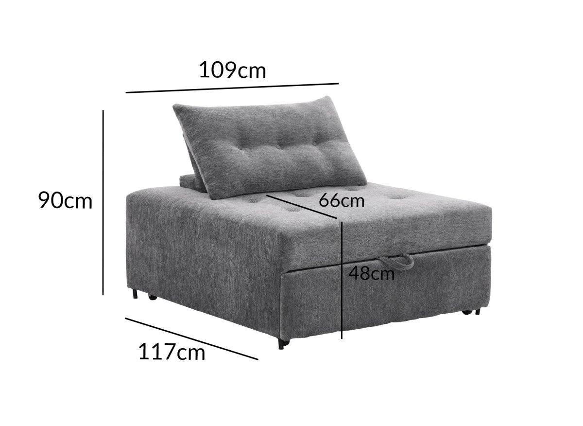Fauteuil convertible en tissu texturé doux gris NATHEO - DécoInParis