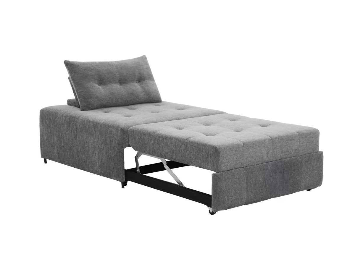 Fauteuil convertible en tissu texturé doux gris NATHEO - DécoInParis
