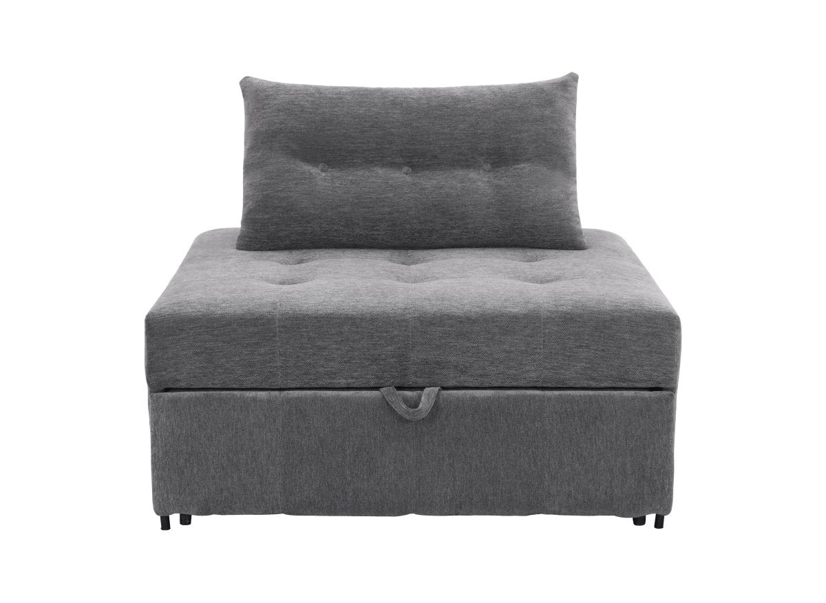Fauteuil convertible en tissu texturé doux gris NATHEO - DécoInParis
