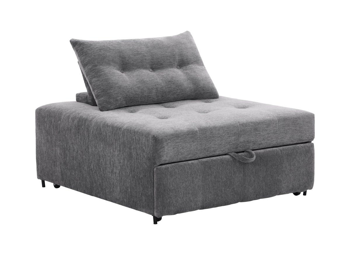 Fauteuil convertible en tissu texturé doux gris NATHEO - DécoInParis