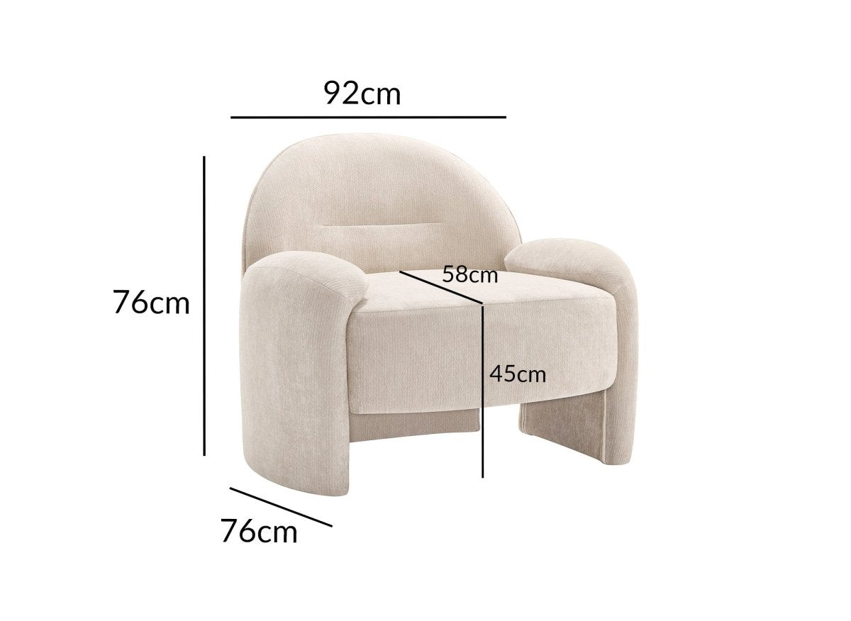 Poltrona in velluto beige MAKO - DécoInParis