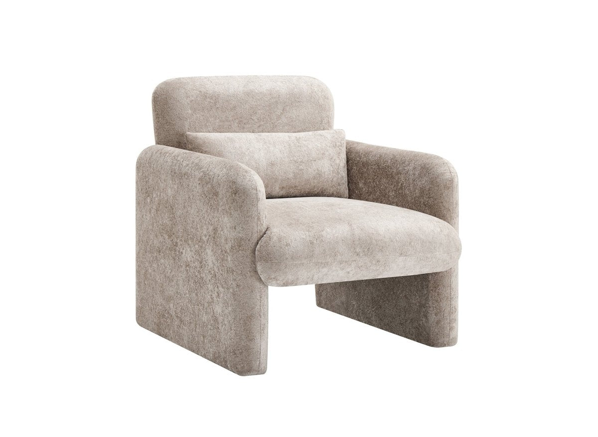 Poltrona in velluto beige PAMIO - DécoInParis