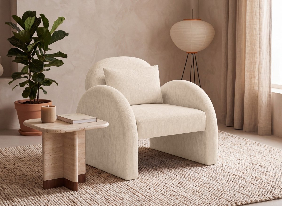 Poltrona in velluto beige VOLTAIRE - DécoInParis