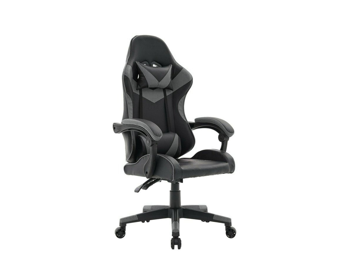 Fauteuil gaming en simili cuir noir et gris PIXEL - DécoInParis