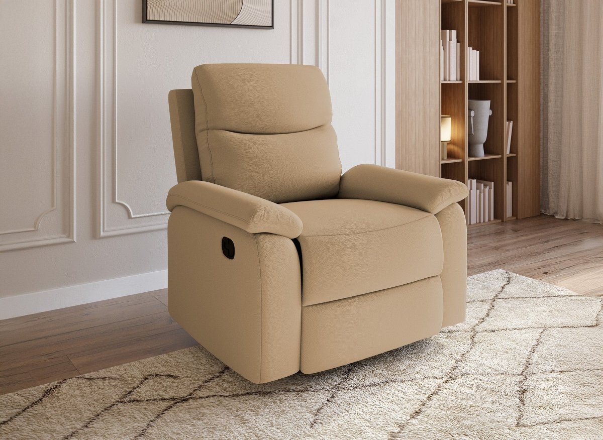 Poltrona relax in ecopelle effetto cammello JACOB - DécoInParis