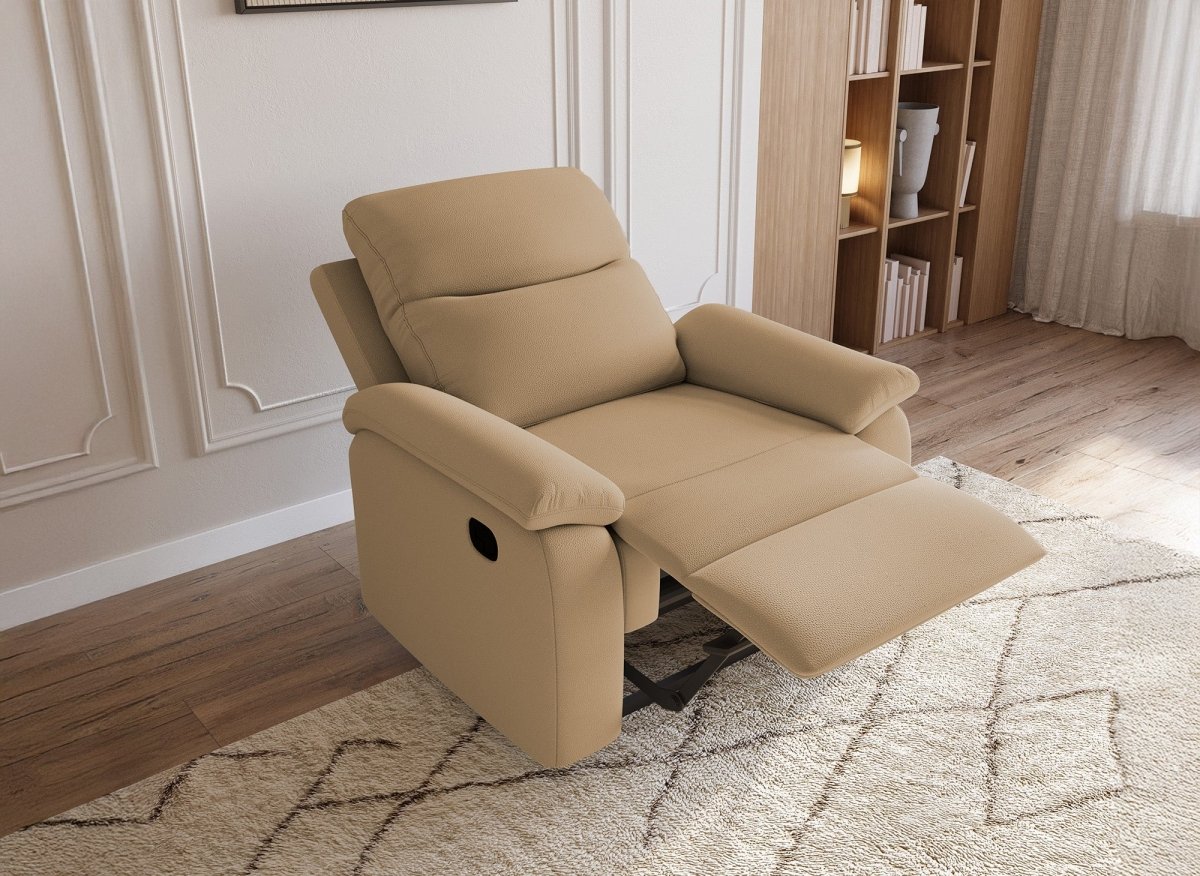 Poltrona relax in ecopelle effetto cammello JACOB - DécoInParis
