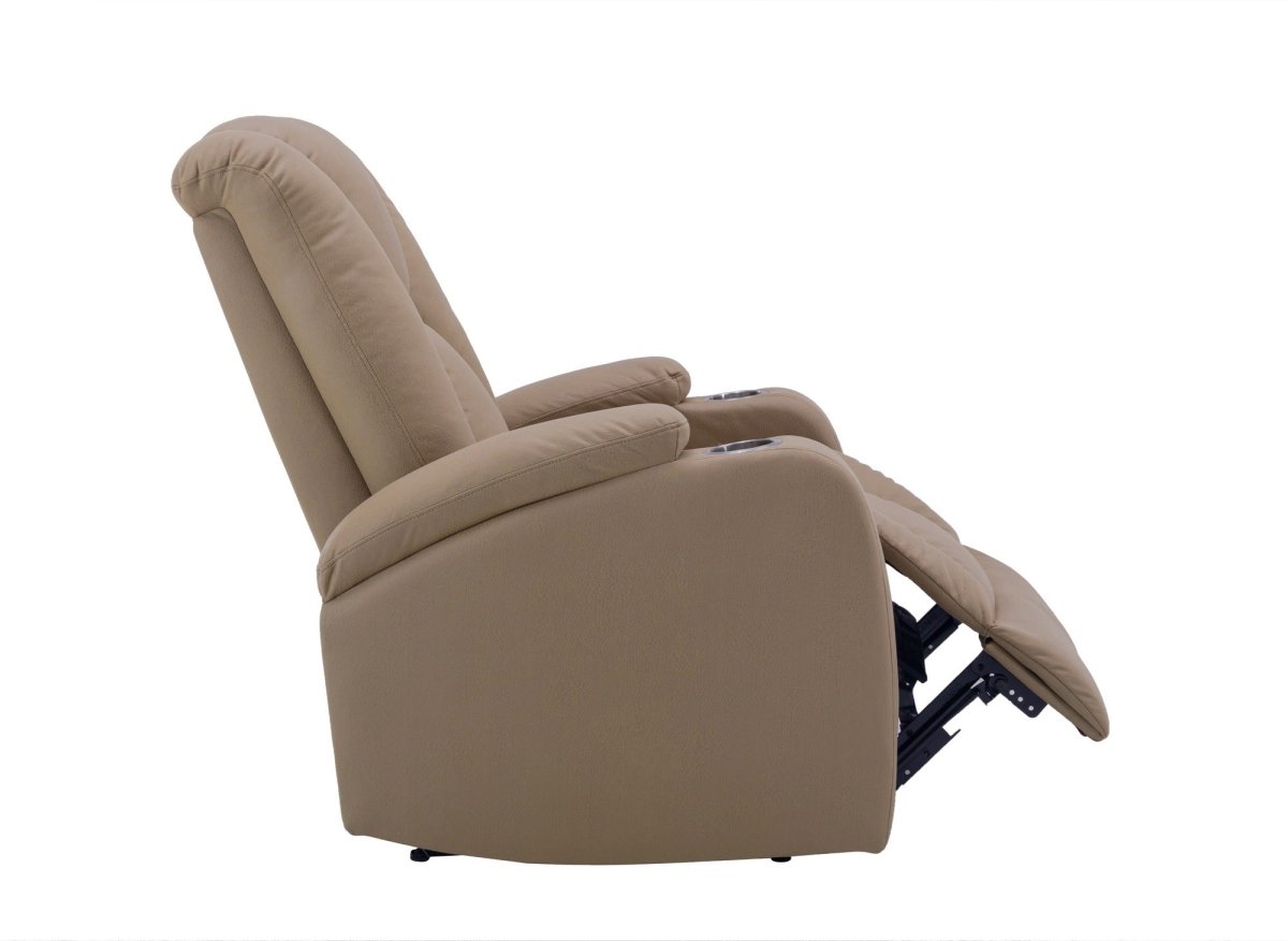 Fauteuil relax électrique en tissu microfibre beige EL CLARENCE - DécoInParis