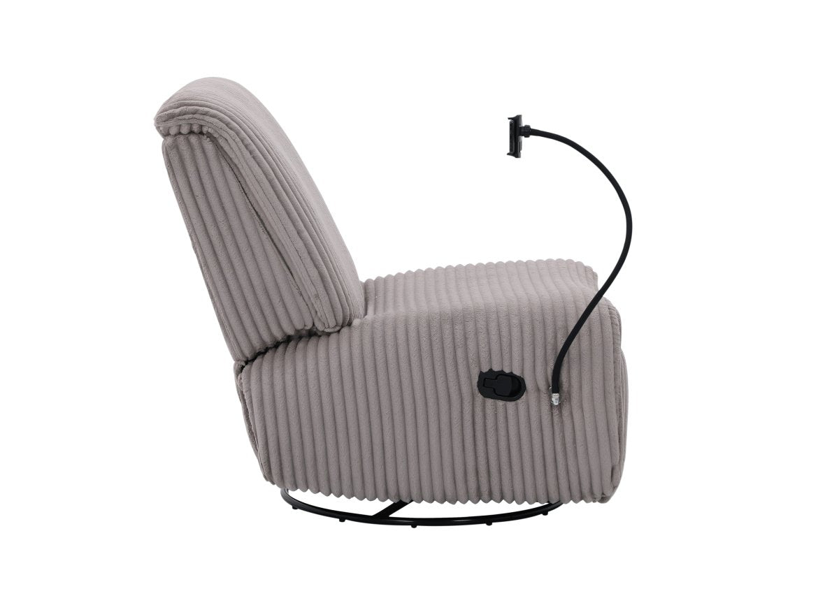 Fauteuil relax électrique en velours côtelé gris PAOLO - DécoInParis