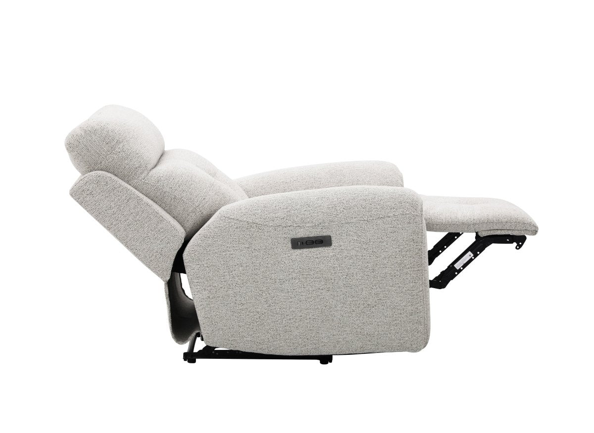 Fauteuil relax électrique en velours texturé beige PATRICIA - DécoInParis