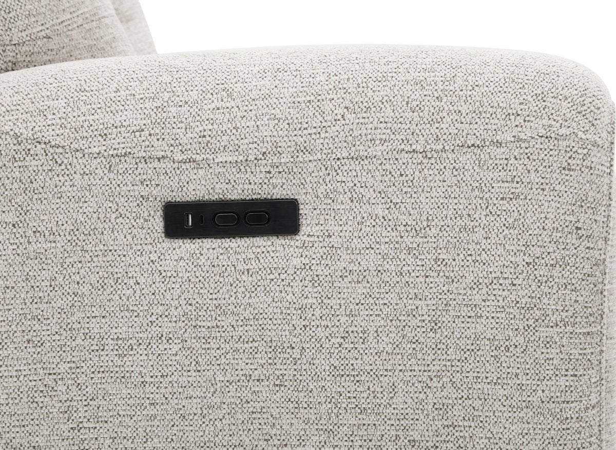 Fauteuil relax électrique en velours texturé beige PATRICIA - DécoInParis