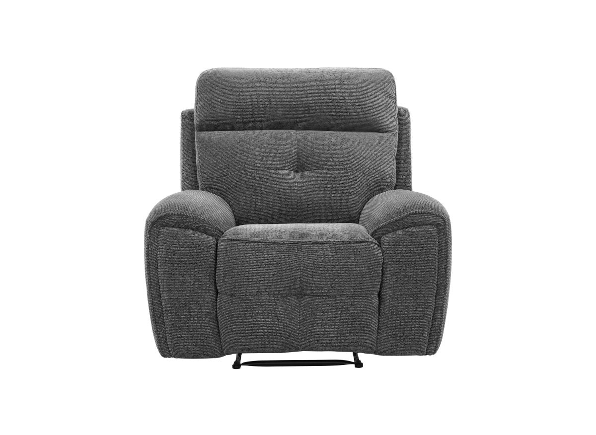 Fauteuil relax électrique en velours texturé gris PATRICIA - DécoInParis