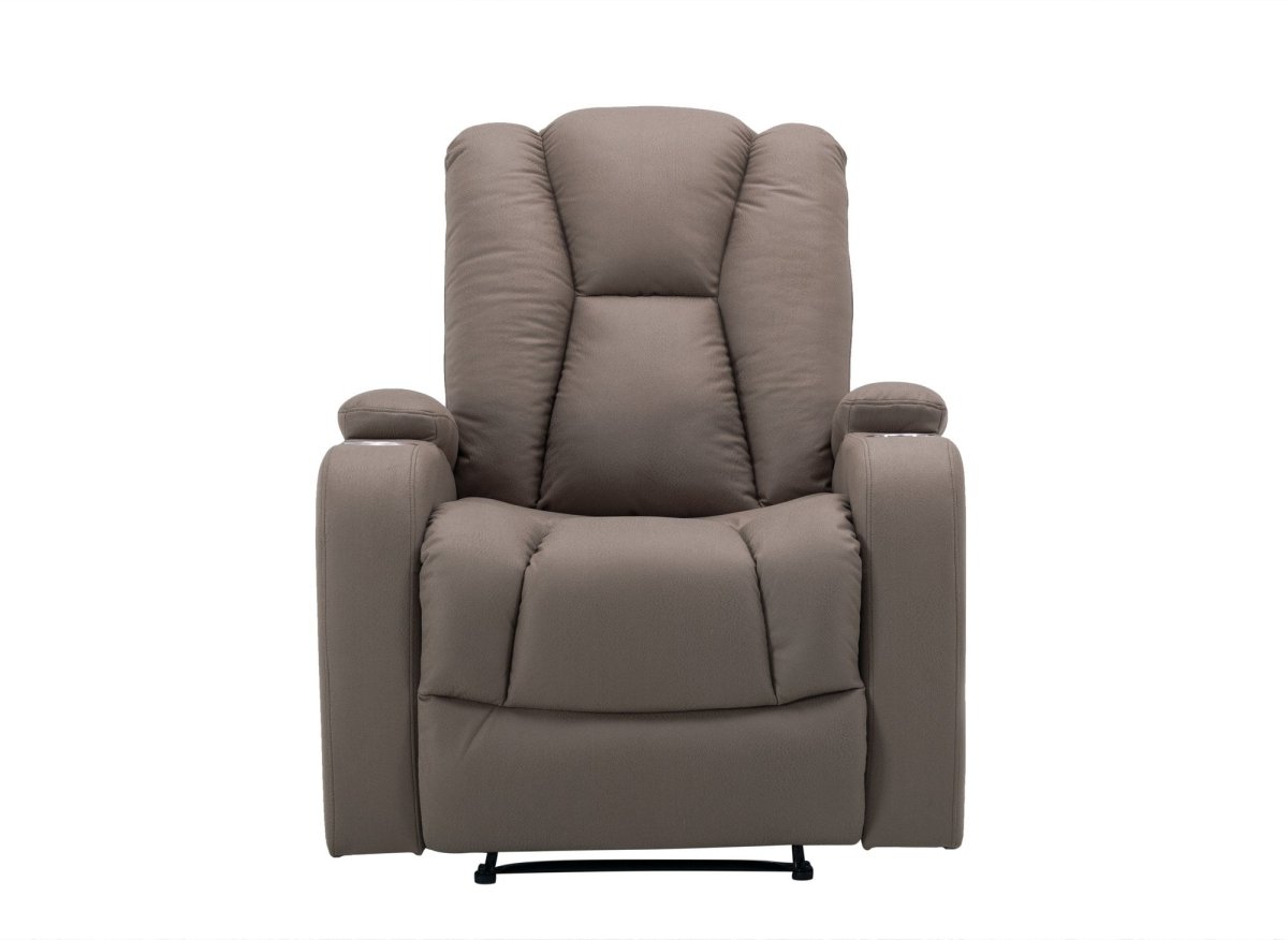 Fauteuil relax en tissu en microfibre marron CLARENCE - DécoInParis