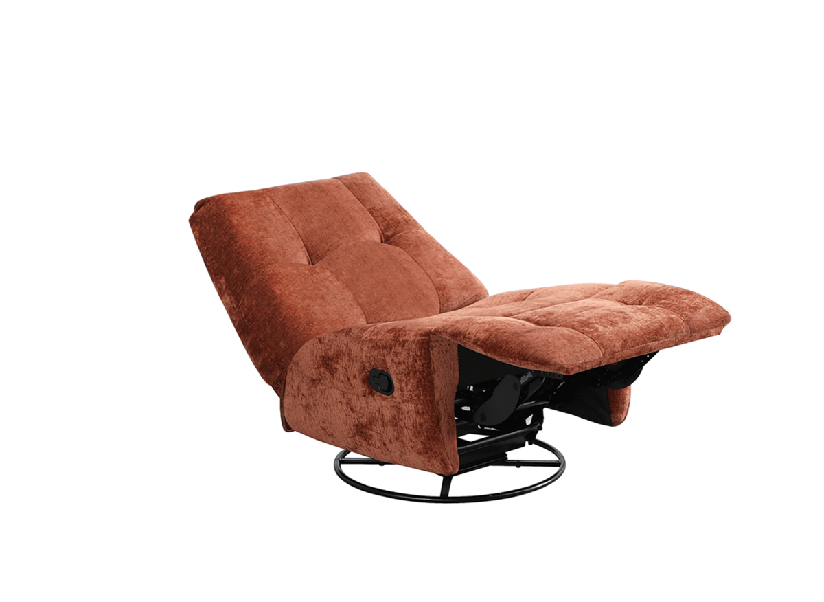 Fauteuil relax pivotant en velours chiné terracotta LISON - DécoInParis