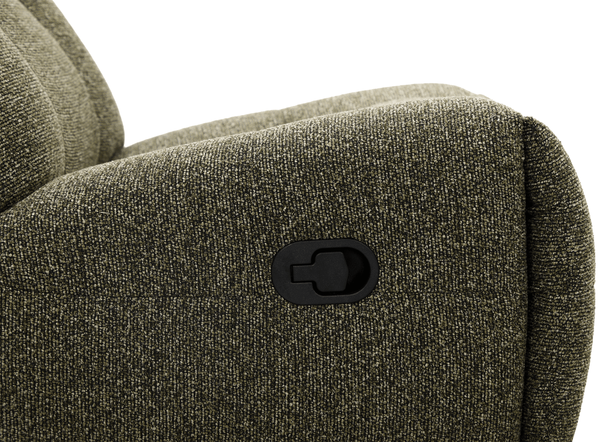 Fauteuil relax pivotant en velours texturé vert kaki LISON - DécoInParis