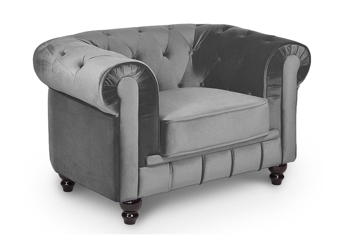 Fauteuil velours Gris CHESTERFIELD - DécoInParis