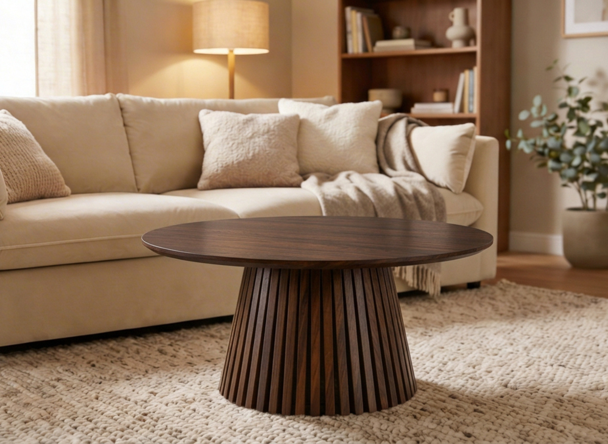 Tavolino rotondo HEKA in legno scuro