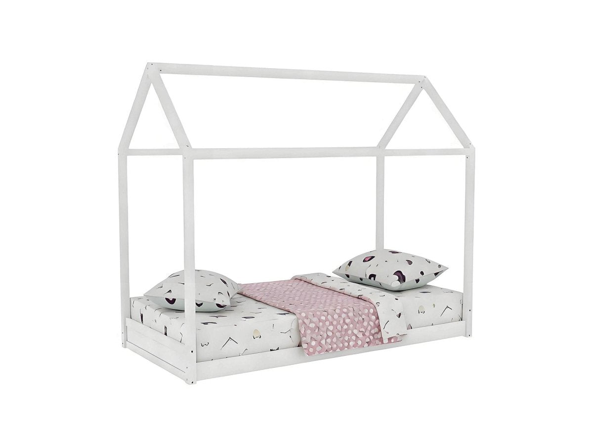 Lit cabane en bois blanc 90 x 190 cm POPY - DécoInParis