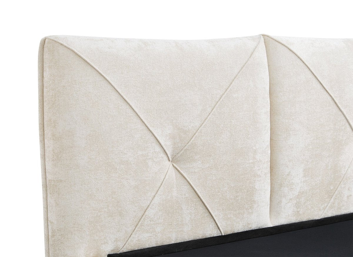Lit coffre en tissu bouclette doux beige 140x190 cm NOAH - DécoInParis