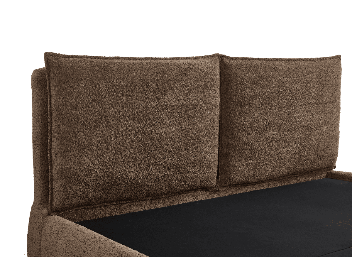 Lit coffre en tissu bouclette marron 160x200 cm MELY - DécoInParis