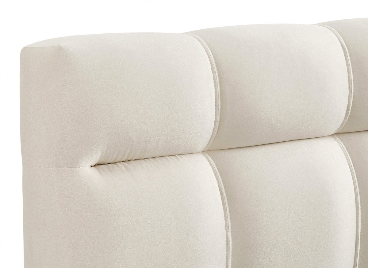 Lit coffre en velours beige 140x190 cm GEORGINA - DécoInParis