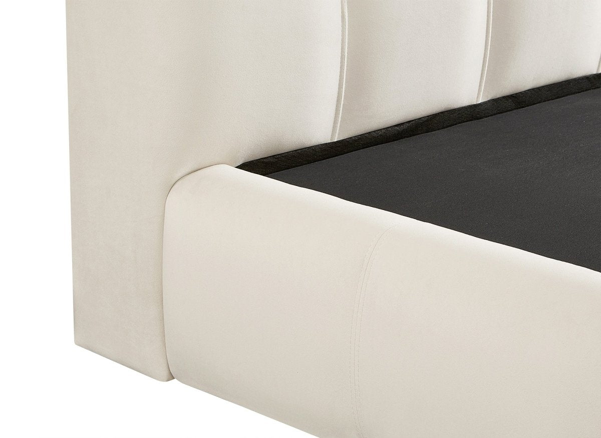 Lit coffre en velours beige 180x200 cm GEORGINA - DécoInParis