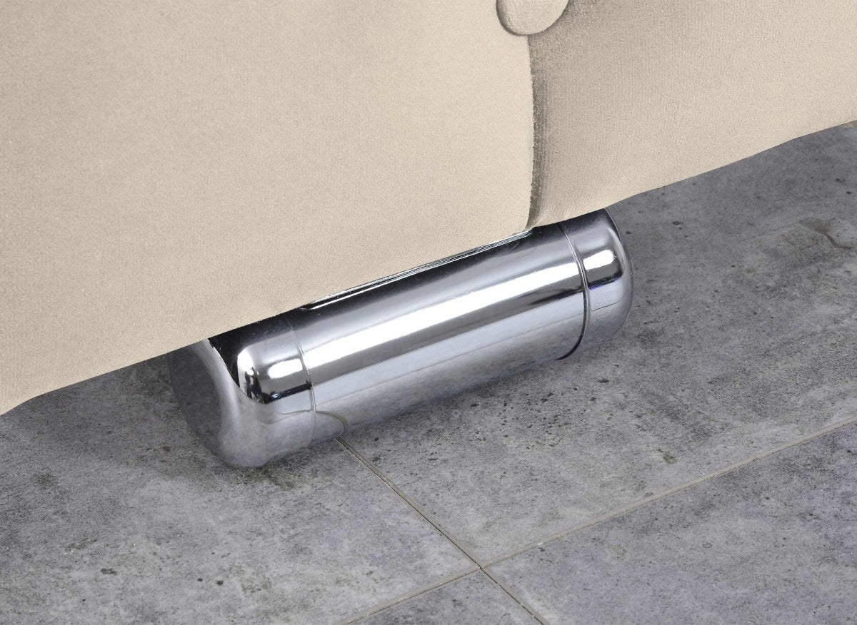 Lit coffre en velours beige 180X200 cm PERLA - DécoInParis