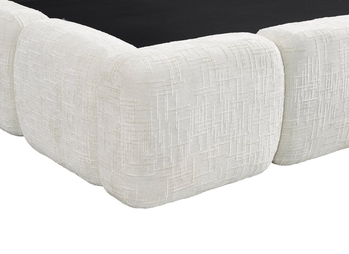 Lit coffre en velours chiné beige 140x190 cm BUBBLE - DécoInParis