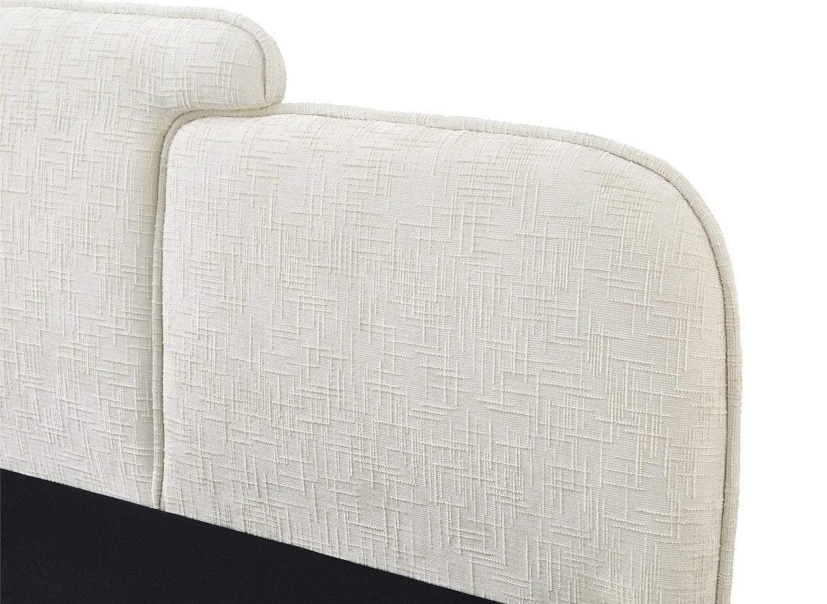 Lit coffre en velours chiné beige 160x200 cm MILENA - DécoInParis